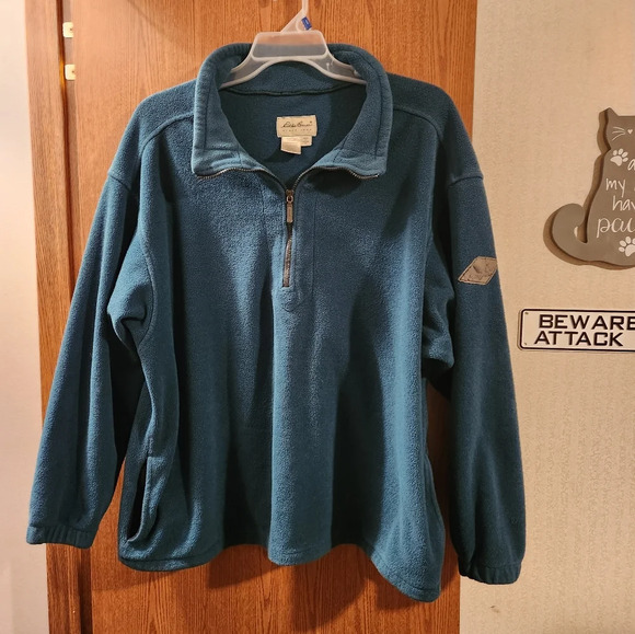 Eddie Bauer Men's XL Dark Hunter Green Fleece Pullover - Picture 10 of 10